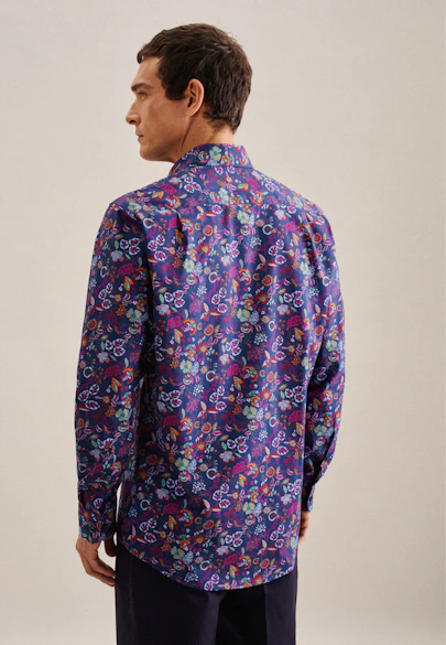 Regular Business Hemd Floral in Mittelblau |  Seidensticker Onlineshop