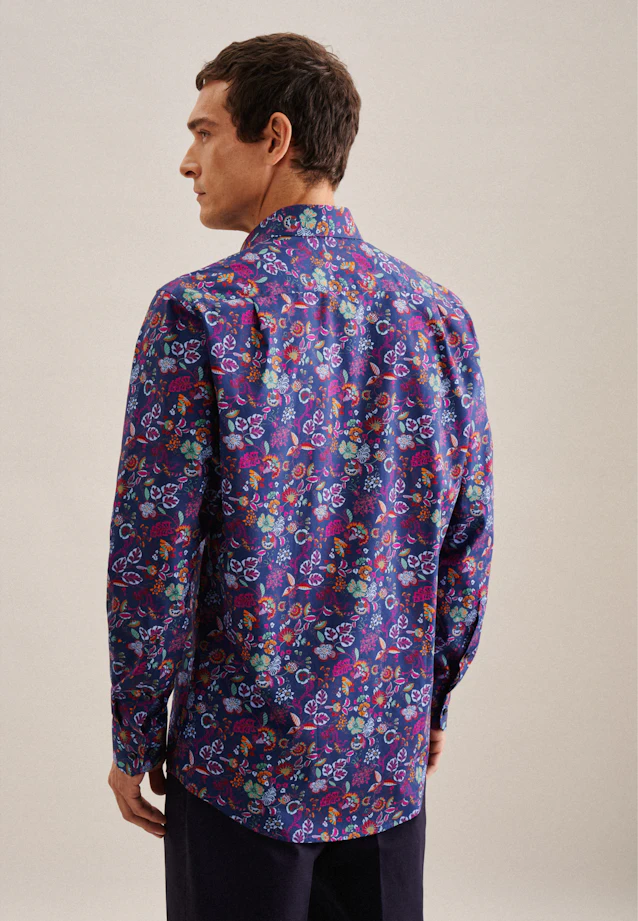 Regular Business Hemd Floral in Mittelblau |  Seidensticker Onlineshop