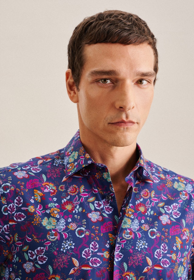 Regular Chemise d'affaires Floral in Bleu Moyen |  Seidensticker Onlineshop