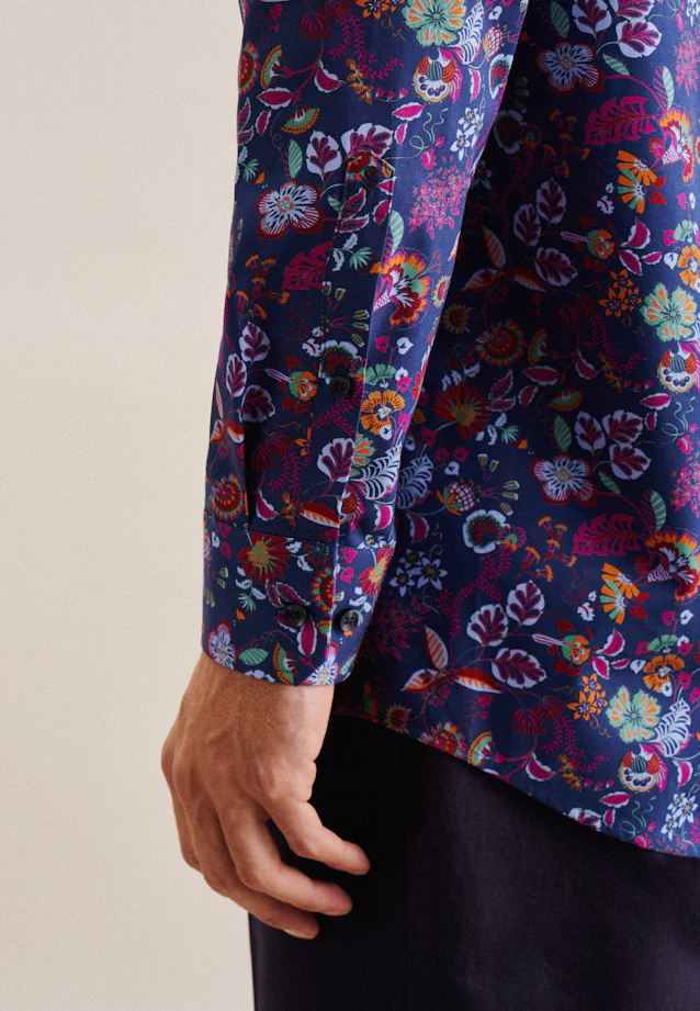 Regular Business Hemd Floral in Mittelblau |  Seidensticker Onlineshop