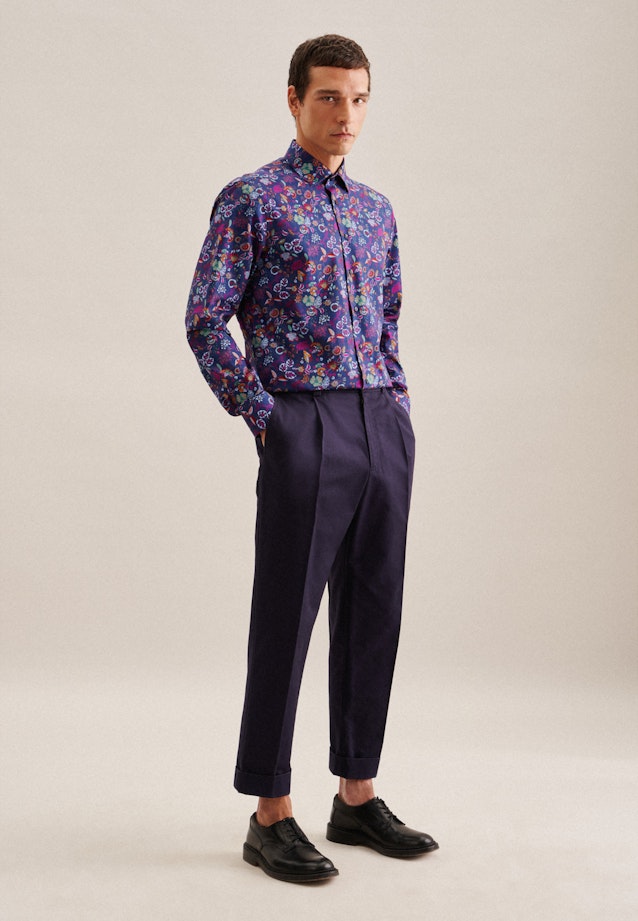 Regular Chemise d'affaires Floral in Bleu Moyen |  Seidensticker Onlineshop