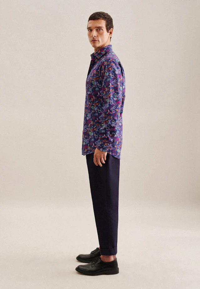 Regular Business Hemd Floral in Mittelblau |  Seidensticker Onlineshop