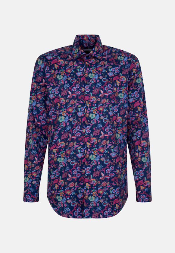 Regular Business Hemd Floral in Mittelblau |  Seidensticker Onlineshop