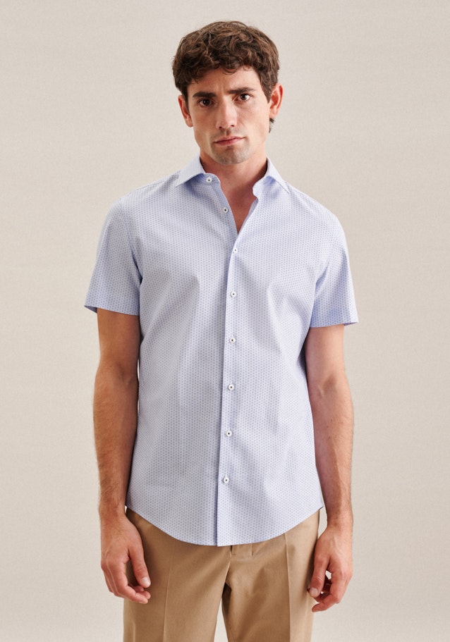 Twill Short sleeve Business Shirt in Slim with Kent-Collar in Light Blue | Seidensticker Onlineshop