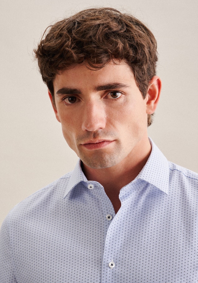 Twill Short sleeve Business Shirt in Slim with Kent-Collar in Light Blue |  Seidensticker Onlineshop