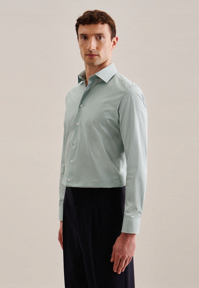 Business Shirt in Shaped with Kent-Collar in Green | Seidensticker online shop