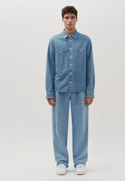 Regular Chemise Uni in Bleu Moyen |  Seidensticker Onlineshop