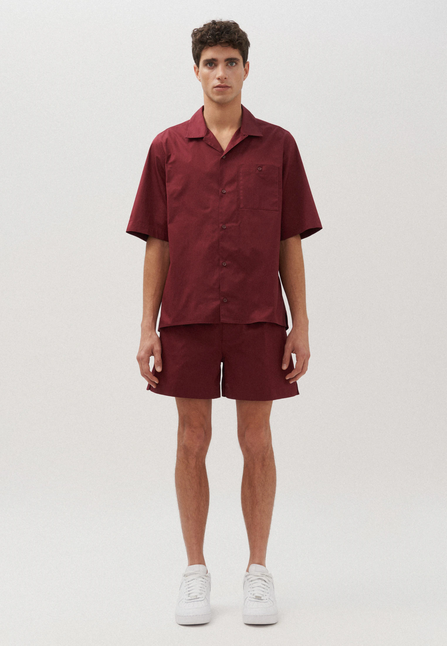 Regular Resort Hemd Uni Rot