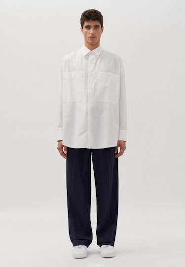 mens oversized white button down