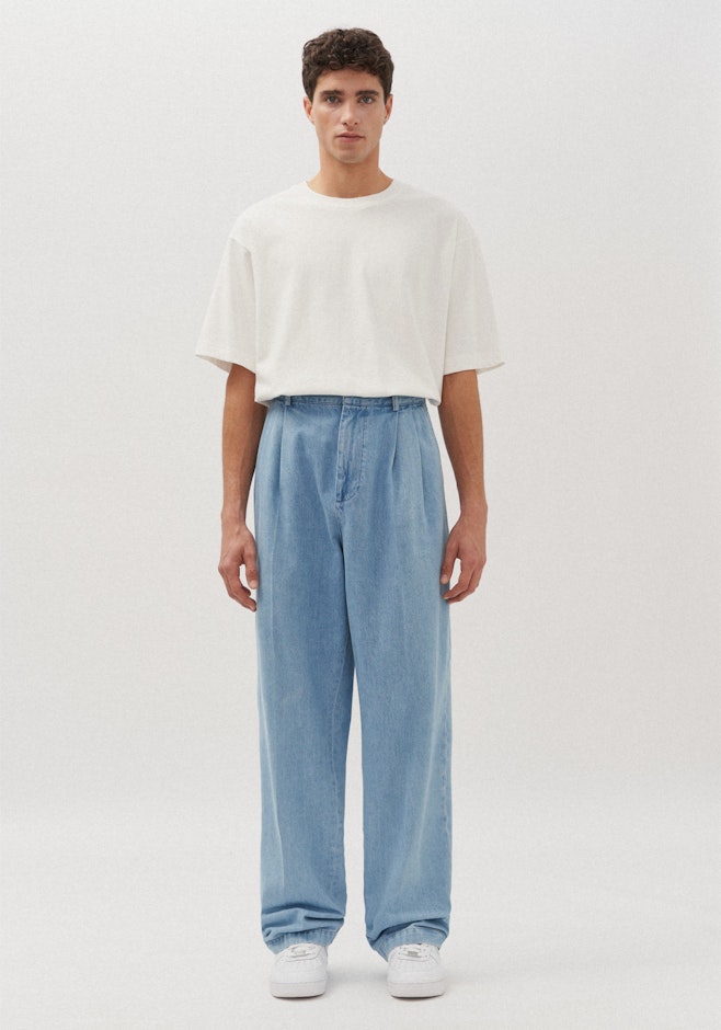 Oversized Pantalon à pinces Uni dans Bleu Moyen | Boutique en ligne Seidensticker