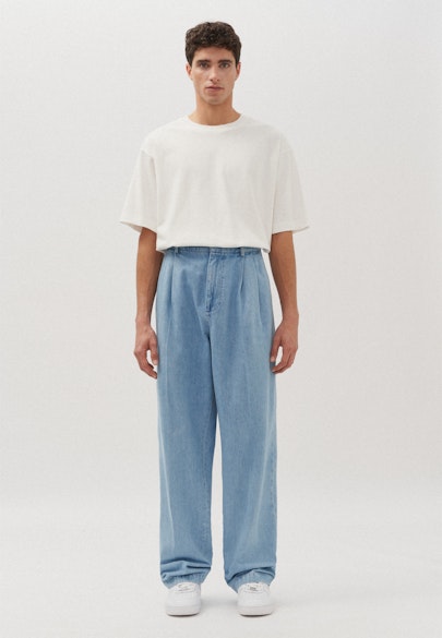 Oversized Pleated trousers Uni in Medium Blue |  Seidensticker Onlineshop