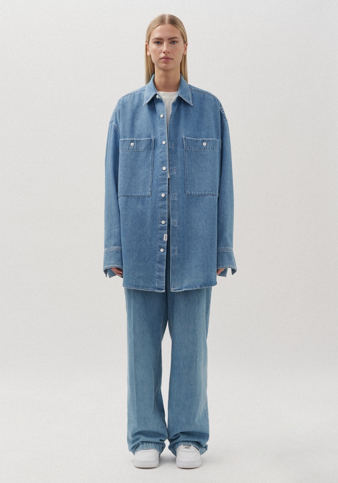 Oversized Pantalon à pinces Uni dans Bleu Moyen | Boutique en ligne Seidensticker