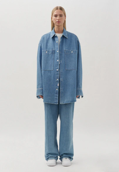 Oversized Bundfaltenhose Uni in Mittelblau |  Seidensticker Onlineshop
