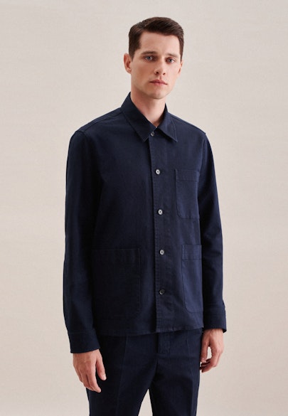 Regular Veste Uni in Bleu Foncé |  Seidensticker Onlineshop