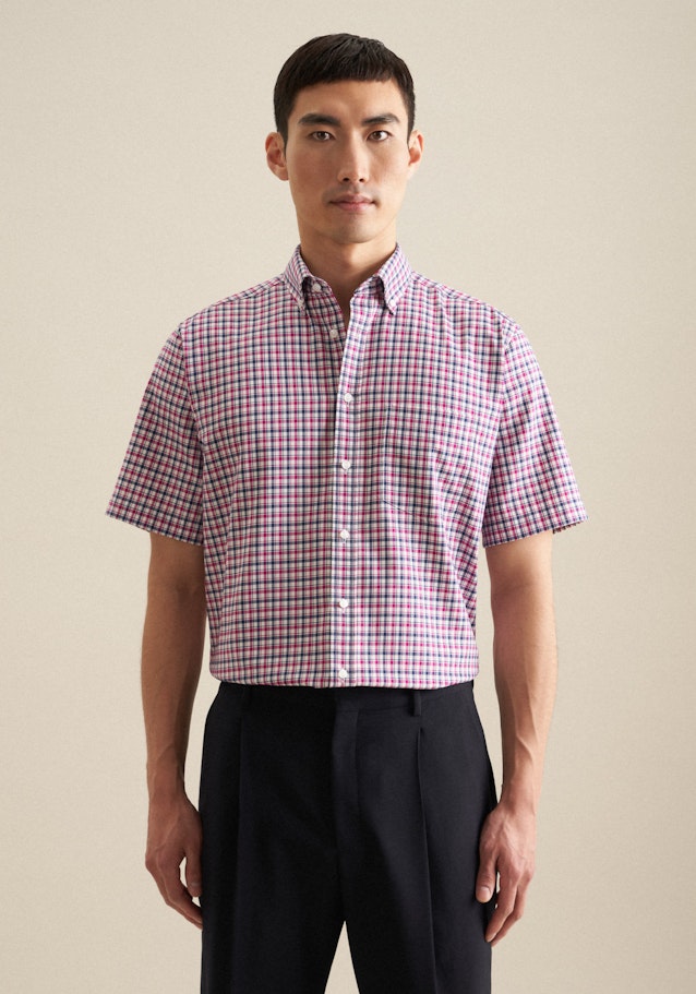 Non-iron Twill korte arm Business overhemd in Regular with Button-Down-Kraag in Roze/Pink | Seidensticker Onlineshop