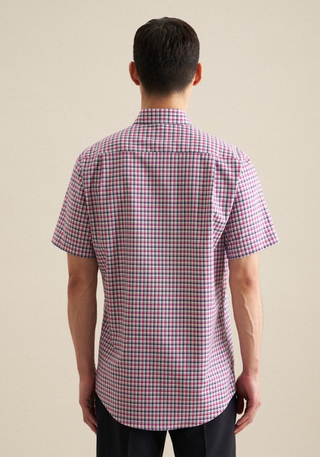 Non-iron Twill korte arm Business overhemd in Regular with Button-Down-Kraag in Roze/Pink | Seidensticker Onlineshop