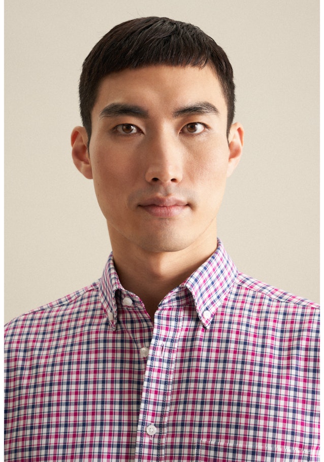 Bügelfreies Twill Kurzarm Business Hemd in Regular mit Button-Down-Kragen in Rosa/Pink |  Seidensticker Onlineshop