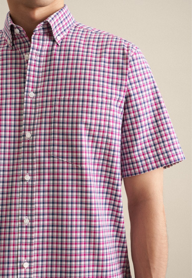 Non-iron Twill korte arm Business overhemd in Regular with Button-Down-Kraag in Roze/Pink |  Seidensticker Onlineshop