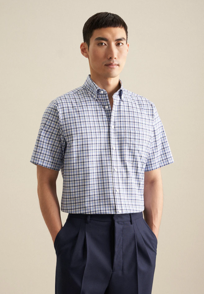Regular Chemise d'affaires carreaux dans Bleu Clair | Boutique en ligne Seidensticker