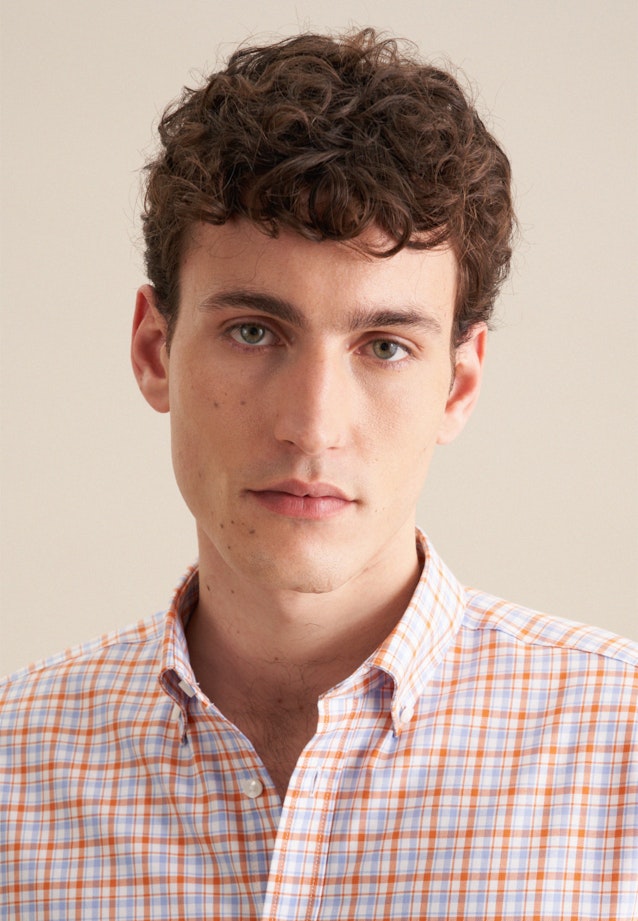 Regular Business shirt Check in Orange |  Seidensticker Onlineshop