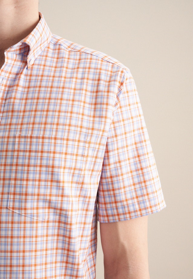 Bügelfreies Twill Kurzarm Business Hemd in Regular mit Button-Down-Kragen in Orange |  Seidensticker Onlineshop