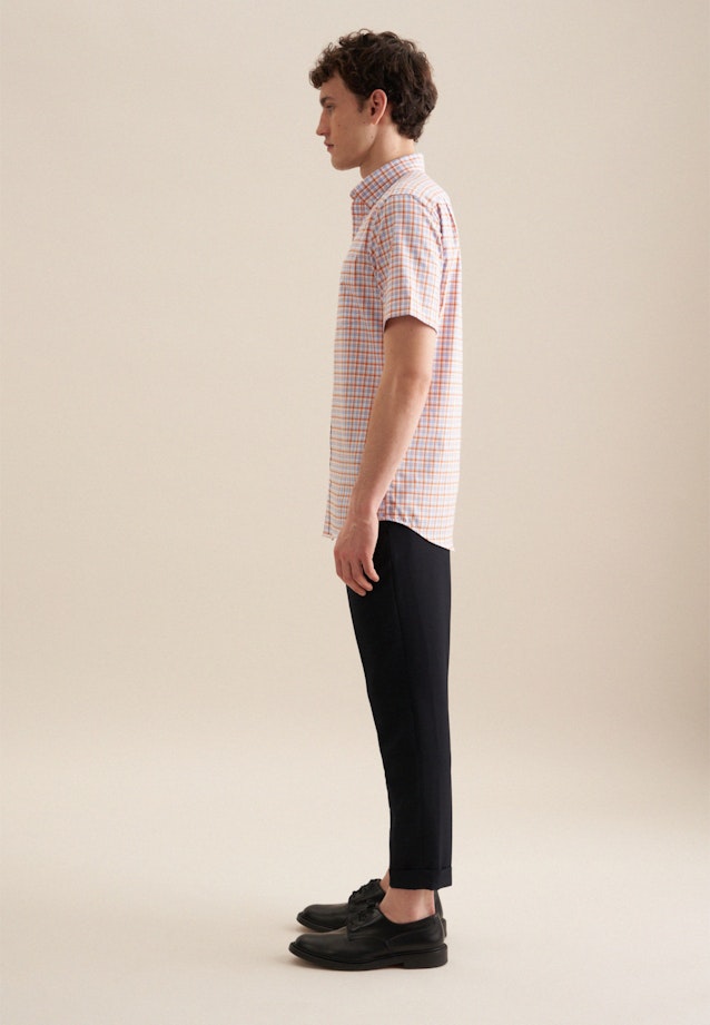 Bügelfreies Twill Kurzarm Business Hemd in Regular mit Button-Down-Kragen in Orange |  Seidensticker Onlineshop