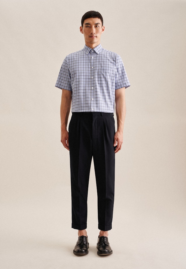 Non-iron Twill korte arm Business overhemd in Comfort with Button-Down-Kraag in Lichtblauw |  Seidensticker Onlineshop