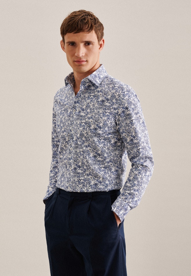 Slim Performance shirt Floral in Light Blue | Seidensticker online shop