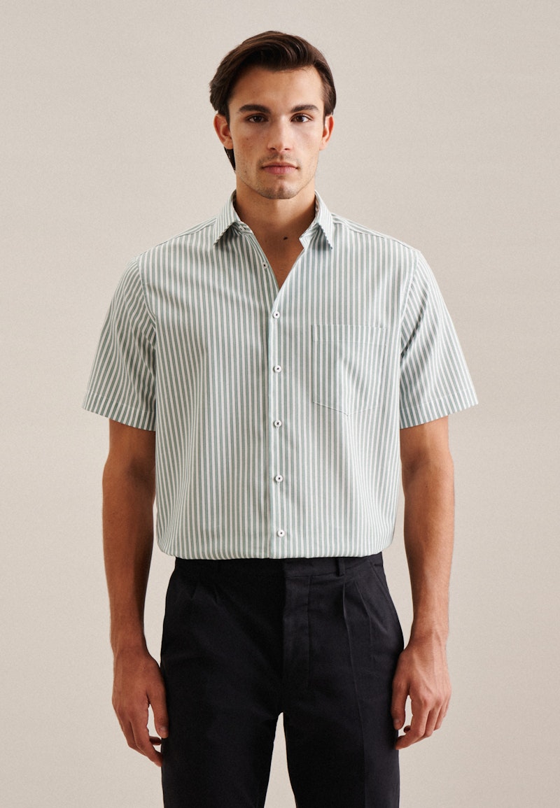 Non-iron Poplin Short sleeve Business Shirt in Regular with Kent-Collar