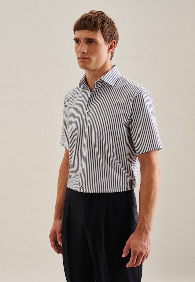 Regular Business Hemd Streifen in Mittelblau |  Seidensticker Onlineshop