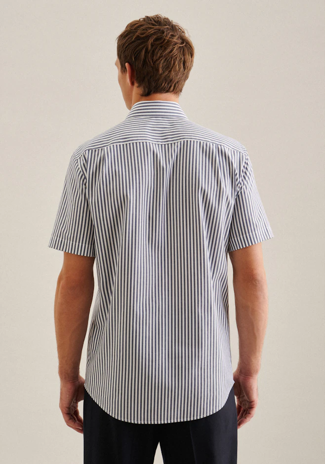 Regular Business Hemd Streifen in Mittelblau | Seidensticker Onlineshop