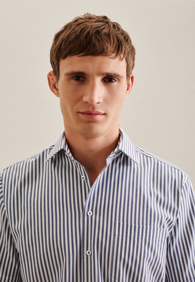 Regular Business Hemd Streifen in Mittelblau |  Seidensticker Onlineshop