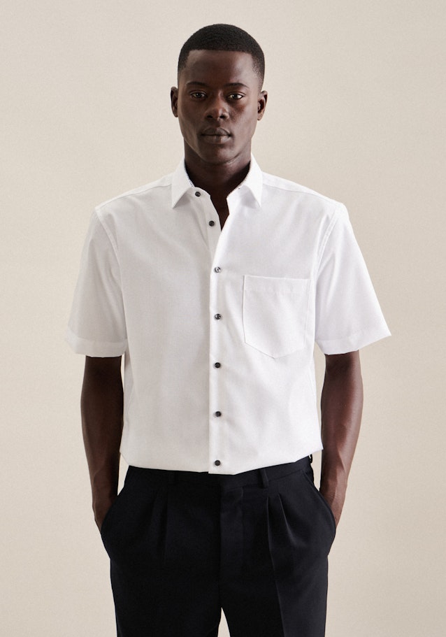 Non-iron Poplin Short sleeve Business Shirt in Regular with Kent-Collar in White | Seidensticker Onlineshop
