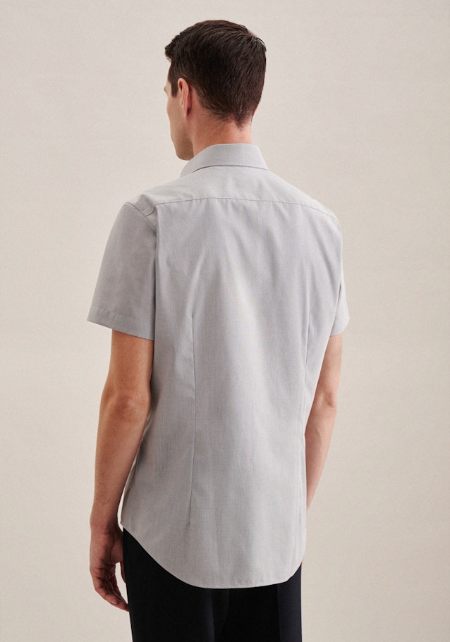 Non-iron Popeline korte arm Business overhemd in Slim with Kentkraag in Grijs |  Seidensticker Onlineshop