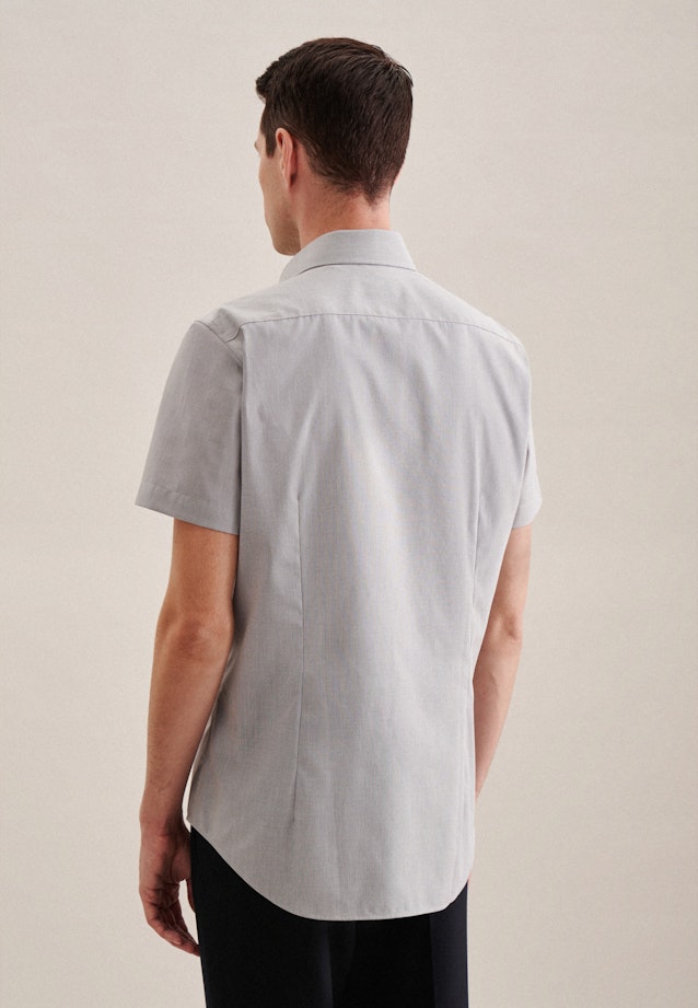 Non-iron Popeline korte arm Business overhemd in Slim with Kentkraag in Grijs | Seidensticker Onlineshop