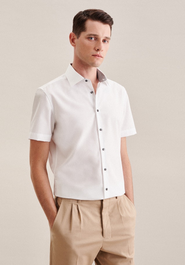 Non-iron Poplin Business Shirt in Slim with Kent-Collar in White | Seidensticker Onlineshop