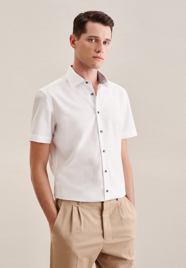 Non-iron Popeline korte arm Business overhemd in Slim with Kentkraag in Wit | Seidensticker Onlineshop