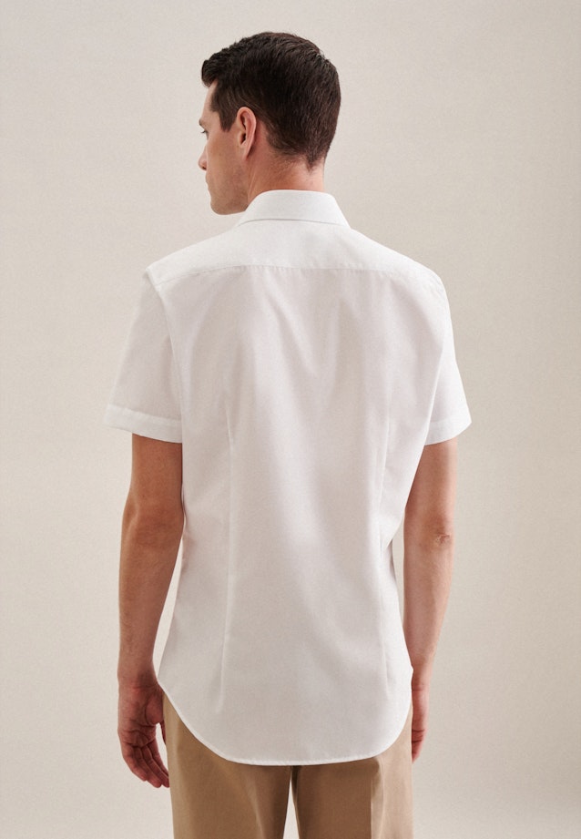 Non-iron Popeline korte arm Business overhemd in Slim with Kentkraag in Wit | Seidensticker Onlineshop