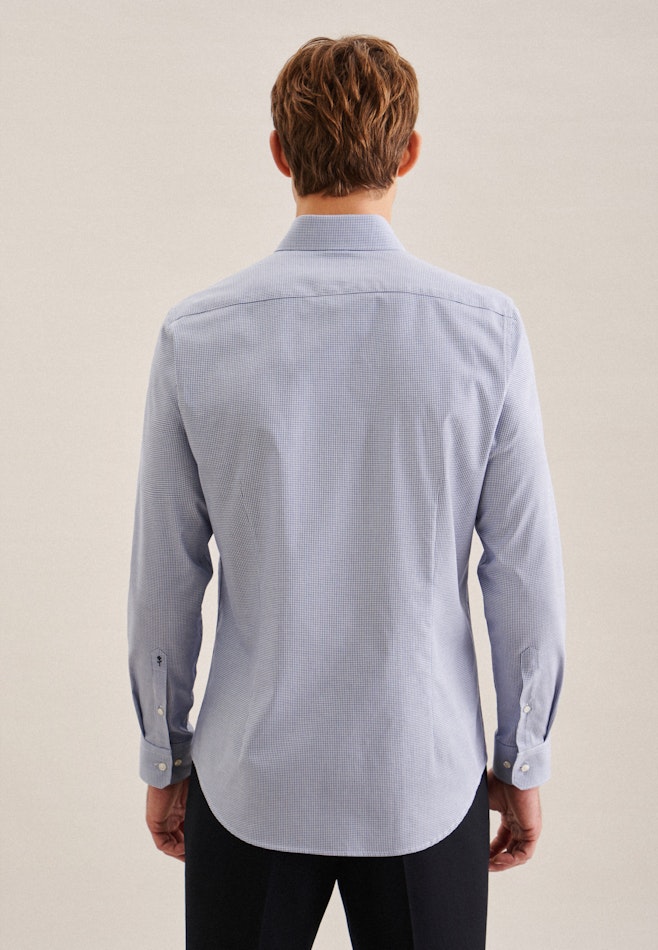 Easy-iron Pepita Business Shirt in Slim with Kent-Collar in Light Blue | Seidensticker online shop