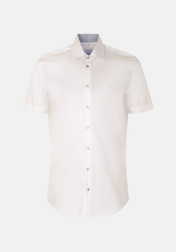 Non-iron Twill korte arm Business overhemd in Shaped with Kentkraag in Wit |  Seidensticker Onlineshop