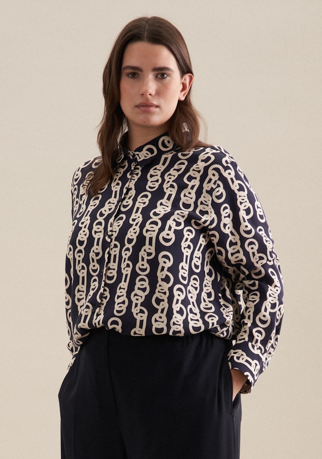 Grande taille Collar Shirt Blouse in Dark Blue | Seidensticker Onlineshop