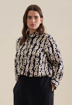 Shirt blouse Warp Print in Dark Blue |  Seidensticker Onlineshop