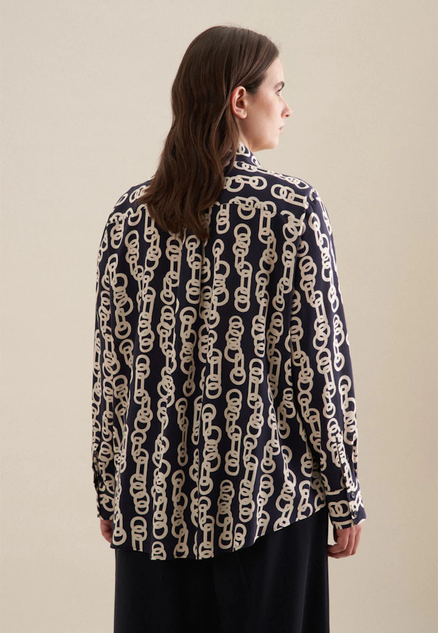 Shirt blouse Warp Print in Dark Blue |  Seidensticker Onlineshop