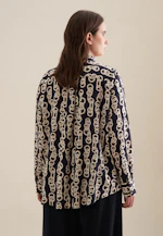 Shirt blouse Warp Print in Dark Blue |  Seidensticker Onlineshop