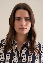 Shirt blouse Warp Print in Dark Blue |  Seidensticker Onlineshop