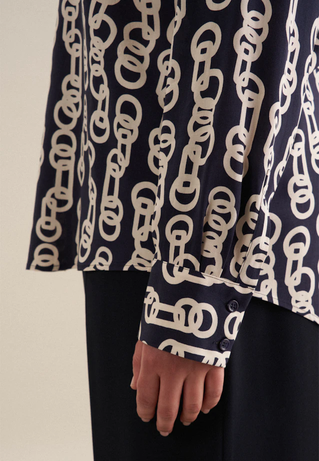 Shirt blouse Warp Print in Dark Blue |  Seidensticker Onlineshop