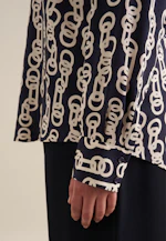 Shirt blouse Warp Print in Dark Blue |  Seidensticker Onlineshop