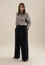 Shirt blouse Warp Print in Dark Blue |  Seidensticker Onlineshop