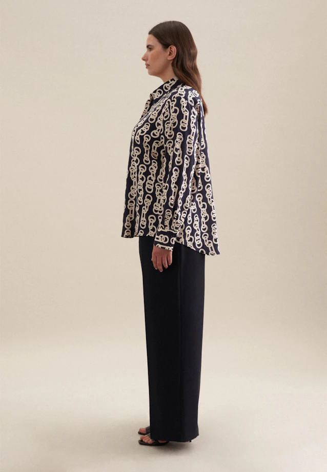 Shirt blouse Warp Print in Dark Blue |  Seidensticker Onlineshop
