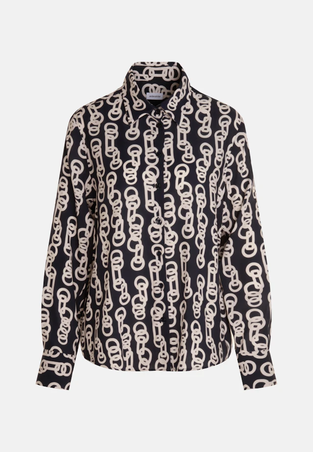 Shirt blouse Warp Print in Dark Blue |  Seidensticker Onlineshop